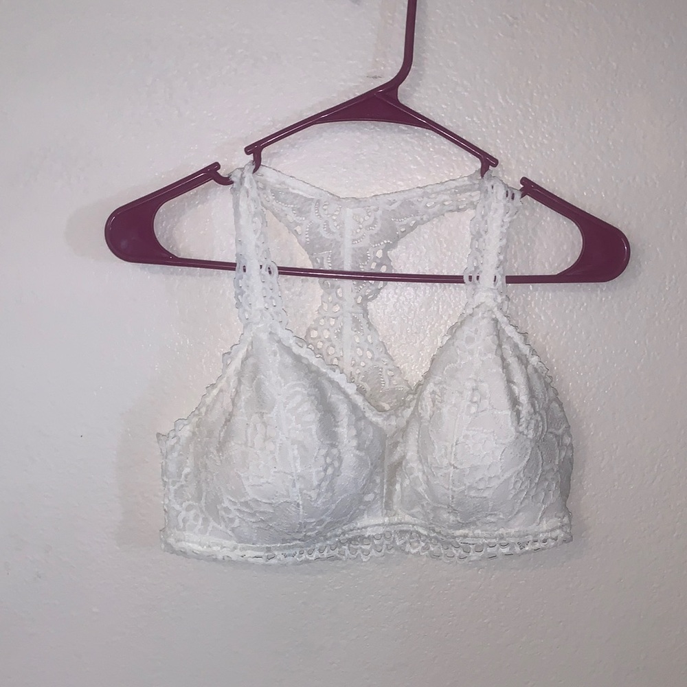 Maurices Womens Large Bralette Bra in White Lace Racerback Large